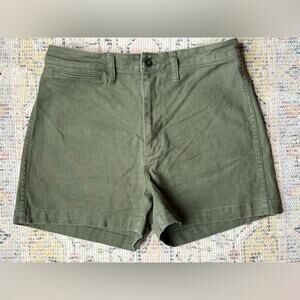 Madewell Utility Twill Shorts in Olive Green Women’s Size 29 Stretch High Rise